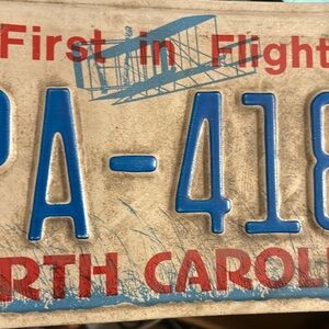 North Carolina Vintage License Plate.